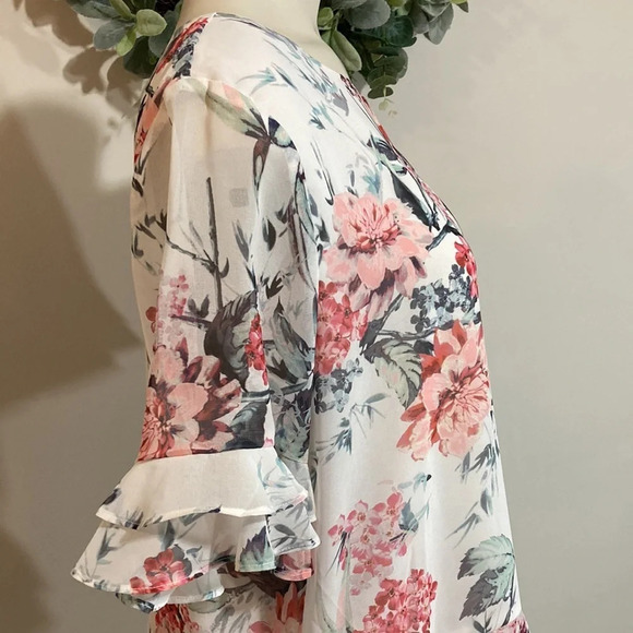 Adrienne Vittadini Floral Short Sleeve Blouse M - Picture 5 of 15
